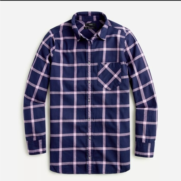J. Crew Classic Fit Pink Purple Plaid Button Front Women 6 Western Preppy Top - Picture 1 of 8